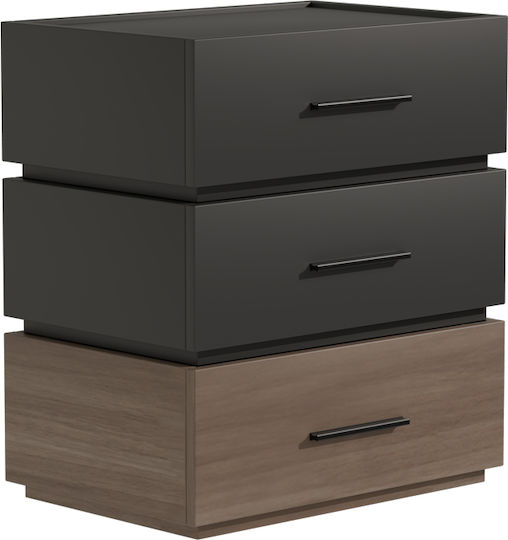 Bedside Table Sonlen Wooden Brown 60x40x66cm