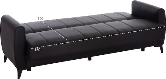 Nikko Триместен Диван Спалня Изкуствена кожа Черно 207x80x82см.