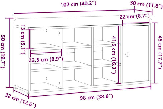 Eingangsmöbel mit Schuhschrank Coffee 102x32x50cm