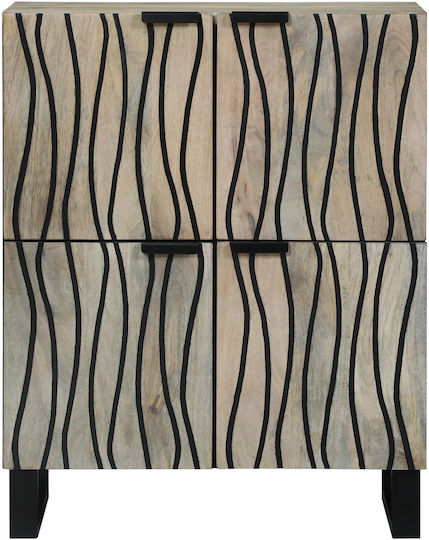Dulap De Birou Din Lemn Masiv Alb Și Negru 60x33.5x75cm