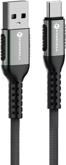 Forcell USB 2.0 Cable USB-C male - USB-A / USB-C 66W Μαύρο 2m