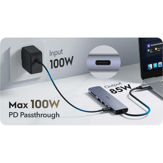 Cudy UH407 USB-C Докинг станция с HDMI 4K PD Сив