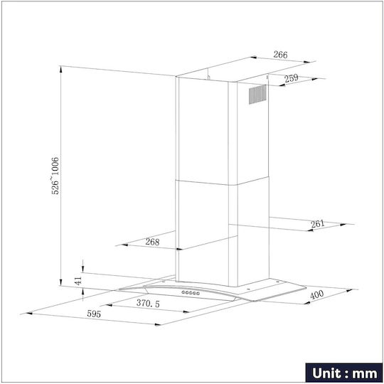 Ciarra Kamin-Dunstabzug 60cm Schwarz