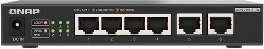 QNap QSW-2104-2T-R2 Unmanaged L2 Switch με 6 Θύρες Gigabit (10Gbps) Ethernet