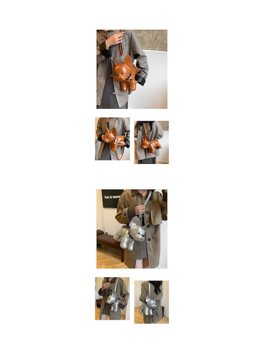 French Bulldog Damentasche Schultertasche Braun
