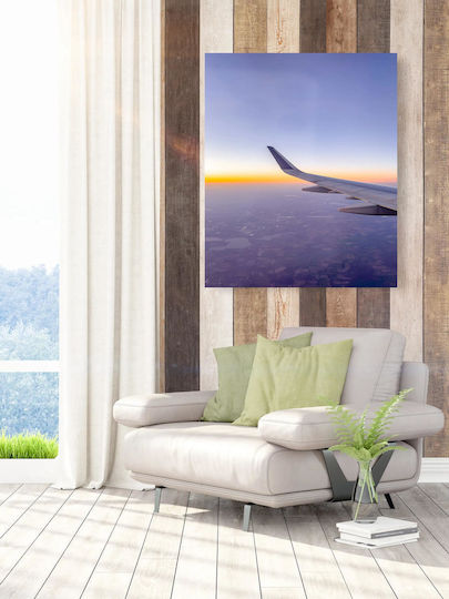 Painting Airplane Wing Over Sunrise Horizon Wing Airplane Over Sunrise Horizon 100x150