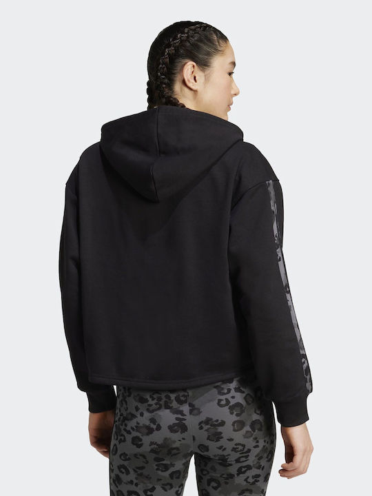3-Stripes Women's Sweatshirt Jacket Hooded Black