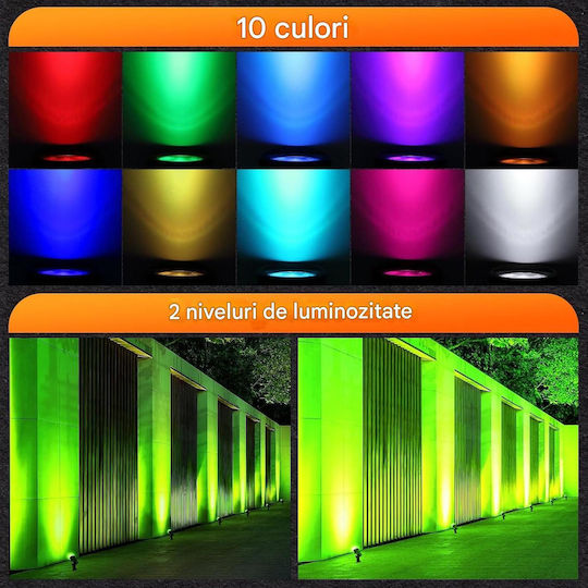 Set 8 Lămpi Solare RGB cu Senzor de Mișcare și Telecomandă IP66