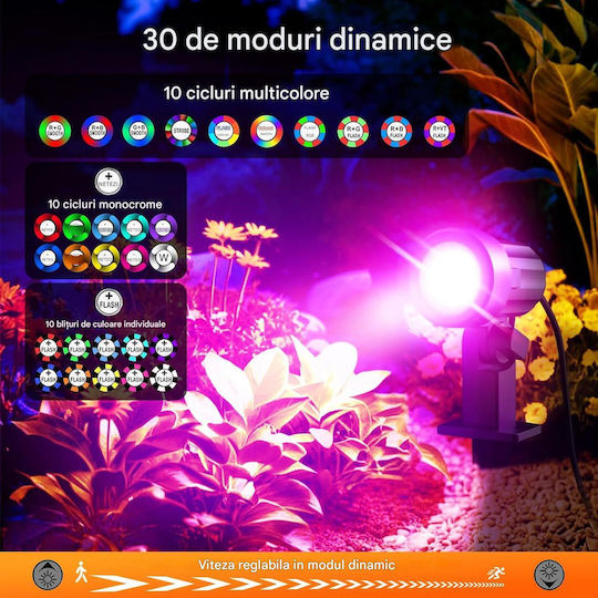 Set 8 Lămpi Solare RGB cu Senzor de Mișcare și Telecomandă IP66