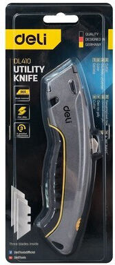 Deli Faltschneider mit Metallisch Körper und Klingenbreite 19mm Gray
