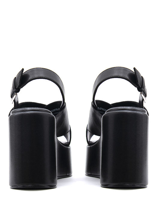 Women's Leather Platform Shoes Black