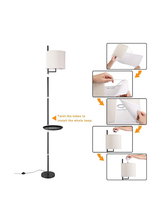 Bakaji Floor Lamp H178xW25cm. with Socket for Bulb E27 Black