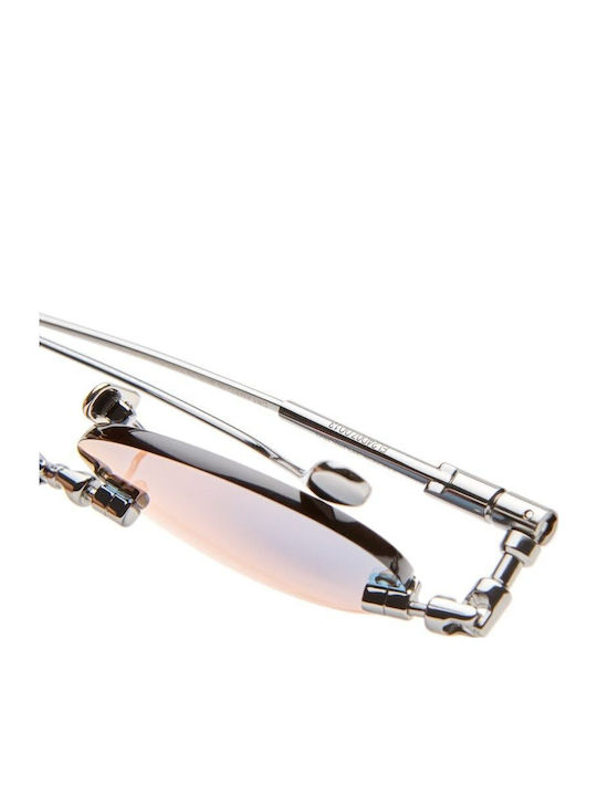 Kuboraum Maske Men's Sunglasses with Silver Metal Frame and Silver Mirror Lens
