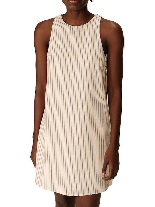 Summer Mini Shirt Dress Beige