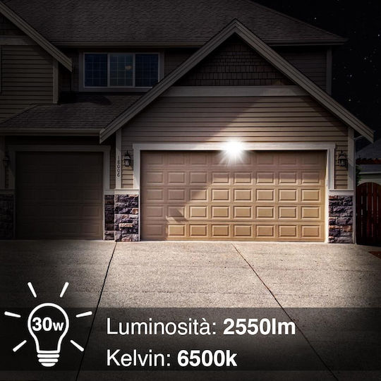 Bakaji Στεγανός Προβολέας LED 30W Ψυχρό Λευκό 6500K IP65