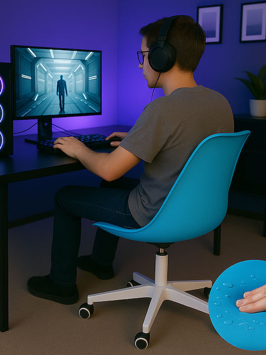 Rotating Chair Visitor with Wheels in Blue Color 1pcs
