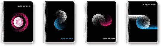 Black & White Σπιράλ Τετράδιο Ριγέ 4 Θεμάτων Dots (Διάφορα Σχέδια)