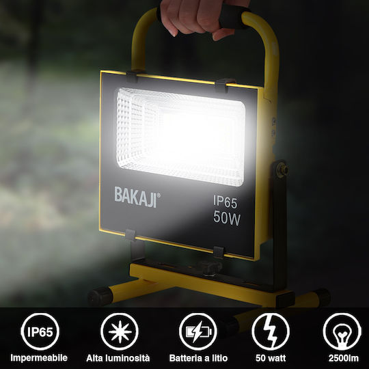 Bakaji Προβολέας Εργασίας Μπαταρίας LED IP65 με Φωτεινότητα έως 2500lm
