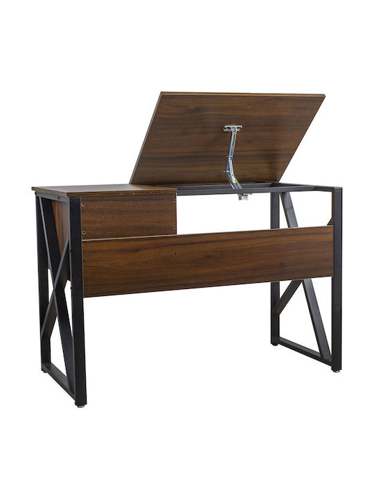 Computer Office Wooden Walnut with Metal Legs 110x55x75cm