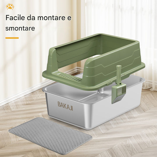 Bakaji Λεκάνη Γάτας με Κόσκινο Πράσινη Μ50 x Π35 x Υ15cm