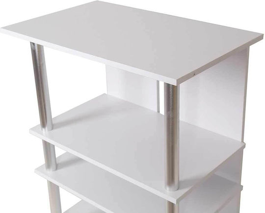 TV Stand from Metal & Wood with Wheels White L65xW40xH84.5cm