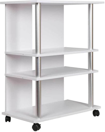 TV Stand from Metal & Wood with Wheels White L65xW40xH84.5cm