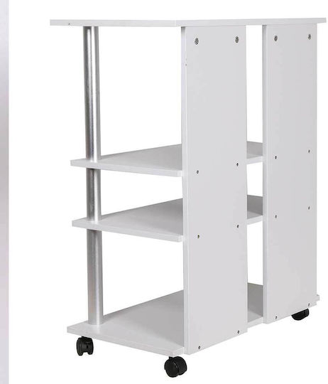 TV Stand from Metal & Wood with Wheels White L65xW40xH84.5cm