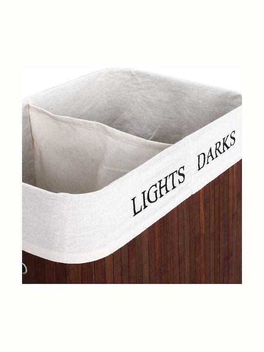 Bakaji Laundry Basket Bamboo Collapsible 100lt with Cap 52x32x63cm Brown