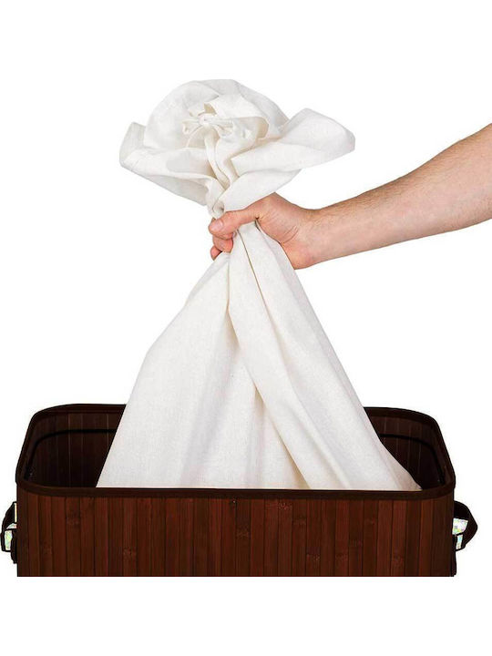 Bakaji Laundry Basket Bamboo Collapsible 100lt with Cap 52x32x63cm Brown