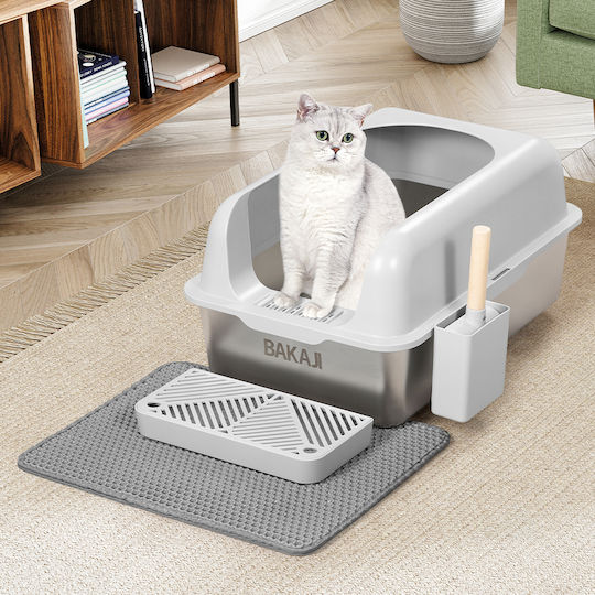 Bakaji Steel Cat Toilet Non-Slip Mat Platform Capacity 35l 02842537