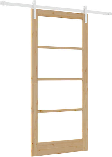 Vidaxl Schiebetür-Set 'orkdal' Massivholz & Glas Beige