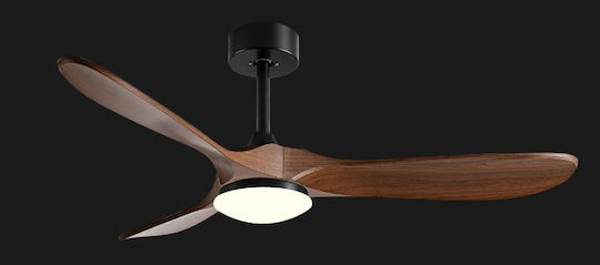 GRC Tech Ανεμιστήρας Οροφής 132cm με Φως Καφέ / Μαύρος