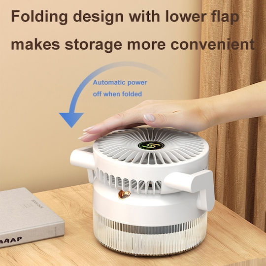 Folding Humidifying Fan USB Charging Night Light White