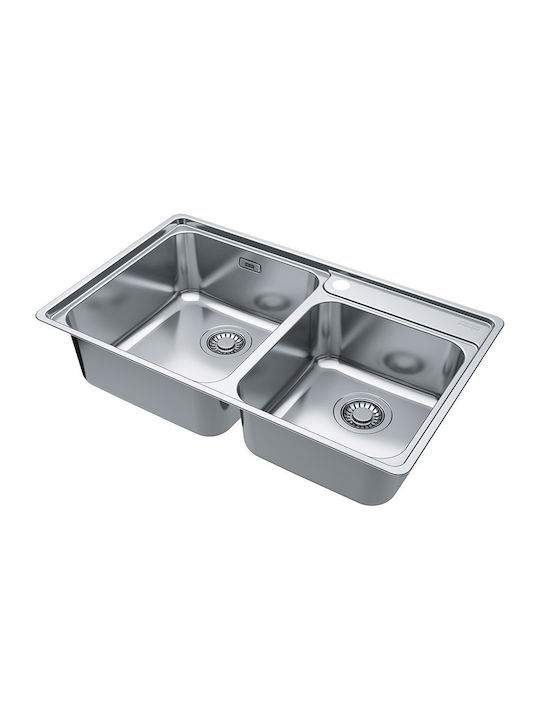 Franke Bell Bcx 620-42-35 Ένθετος Νεροχύτης Inox Μ86xΠ48cm Ασημί
