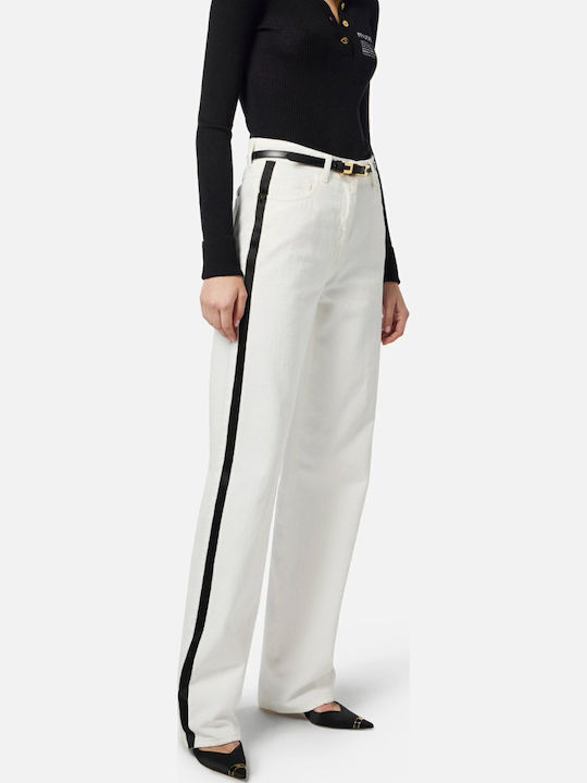 Women's Jean Trousers in Palazzo Fit White