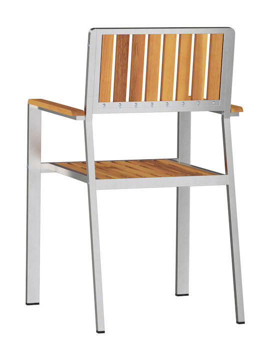 Outdoor Chair Wooden Silver, Brown