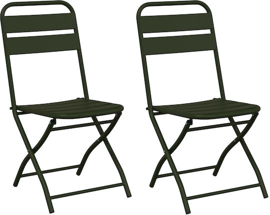 vidaXL Outdoor Chair Dark Green Set of 2 42x52x82cm