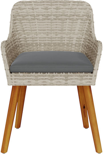 Outdoor Armchair Rattan Light Gray with Cushion 2pcs 55x45x82cm