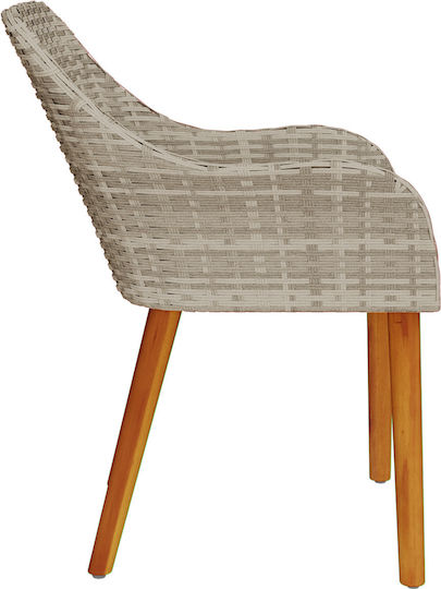 Outdoor Armchair Rattan Light Gray with Cushion 2pcs 55x45x82cm