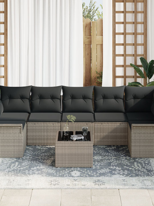 Zweisitziges Sofa Außenbereich Rattan mit Kissen 55x55x37cm