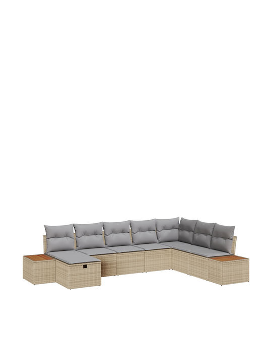 Corner Sofa Outdoor Rattan with Pillows 55x62x69cm