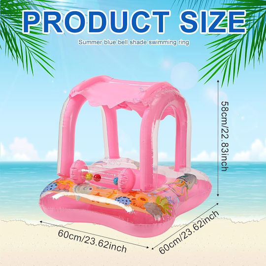 Swimtrainer Buoy with Length 58cm and Pink Sunshade Baby Inflatable