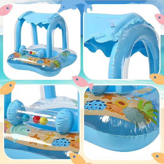 Swimtrainer Life Jacket with Length 58cm and Light Blue Sunshade Baby Inflatable