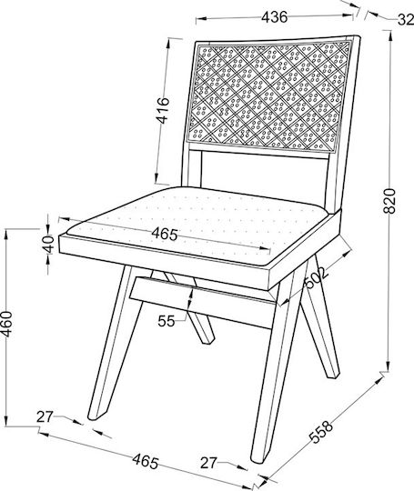 Winslow Καρέκλα Τραπεζαρίας Ξύλινη Γκρι 46.5x55.8x82εκ.