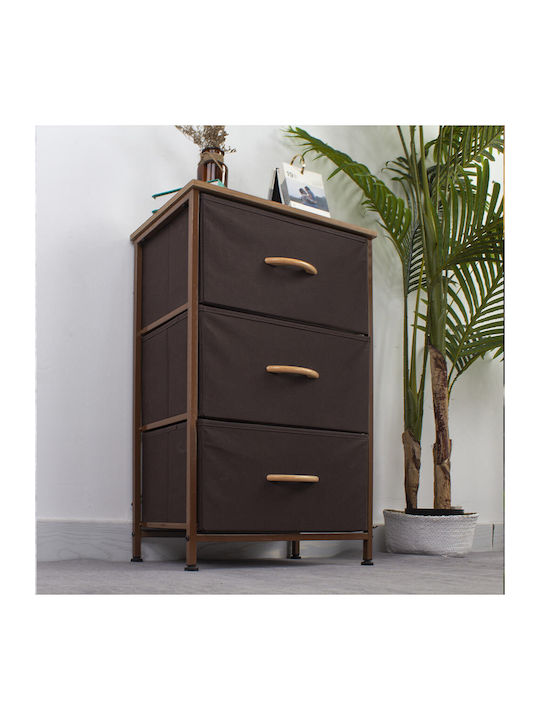 Drawers Storage Made of Wood & Fabric L75xW46xH30cm