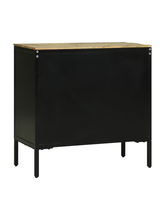 Metallic Chest of Drawers of Solid Wood Ρουστίκ Ξύλο Μάνγκο 70x35x70cm
