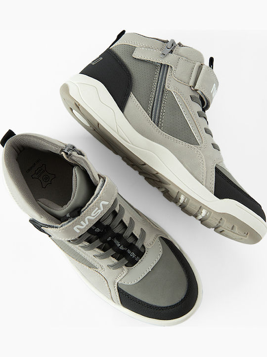 Nasa Kids Sneakers High with Hoop & Loop Closure Gray
