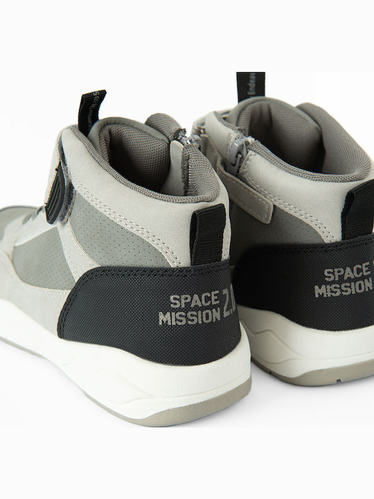 Nasa Kids Sneakers High with Hoop & Loop Closure Gray