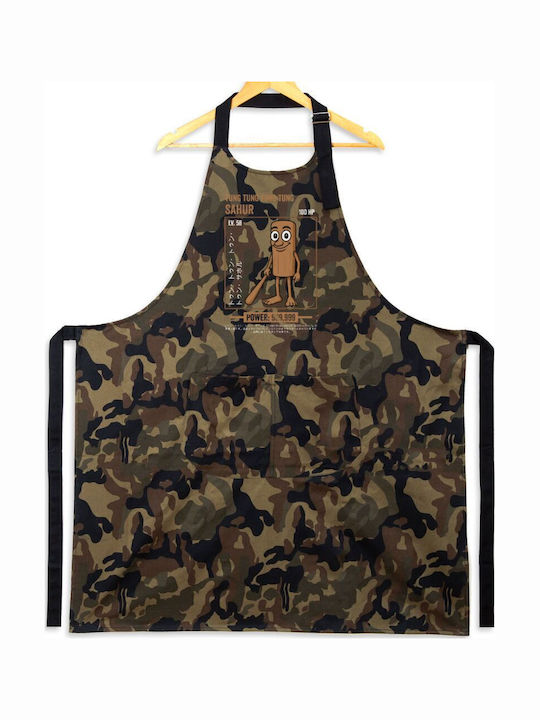 Tung Tung Tung Sahur Şorț de Bucătar cu Buzunare Bumbac Camuflaj Adulți 100% Bumbac
