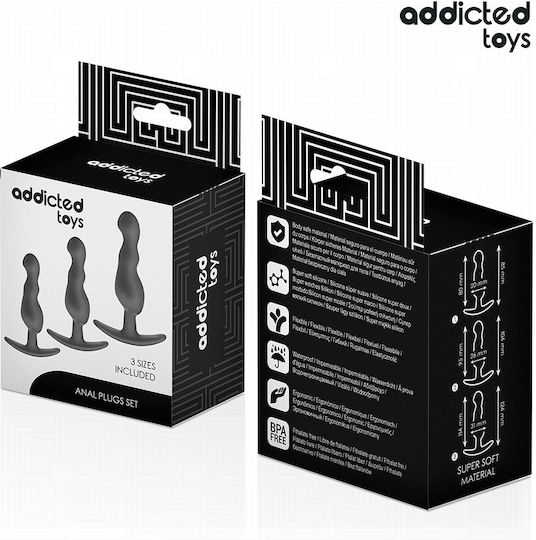 Addicted Toys Πρωκτικές Σφήνες Σετ Medium Μαύρες 3τμχ